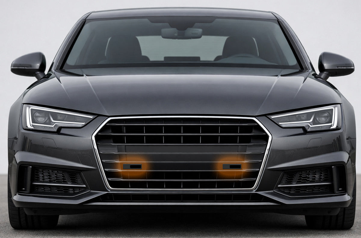 Front view of a vehicle with a laser pro lp5000 laser detector installed